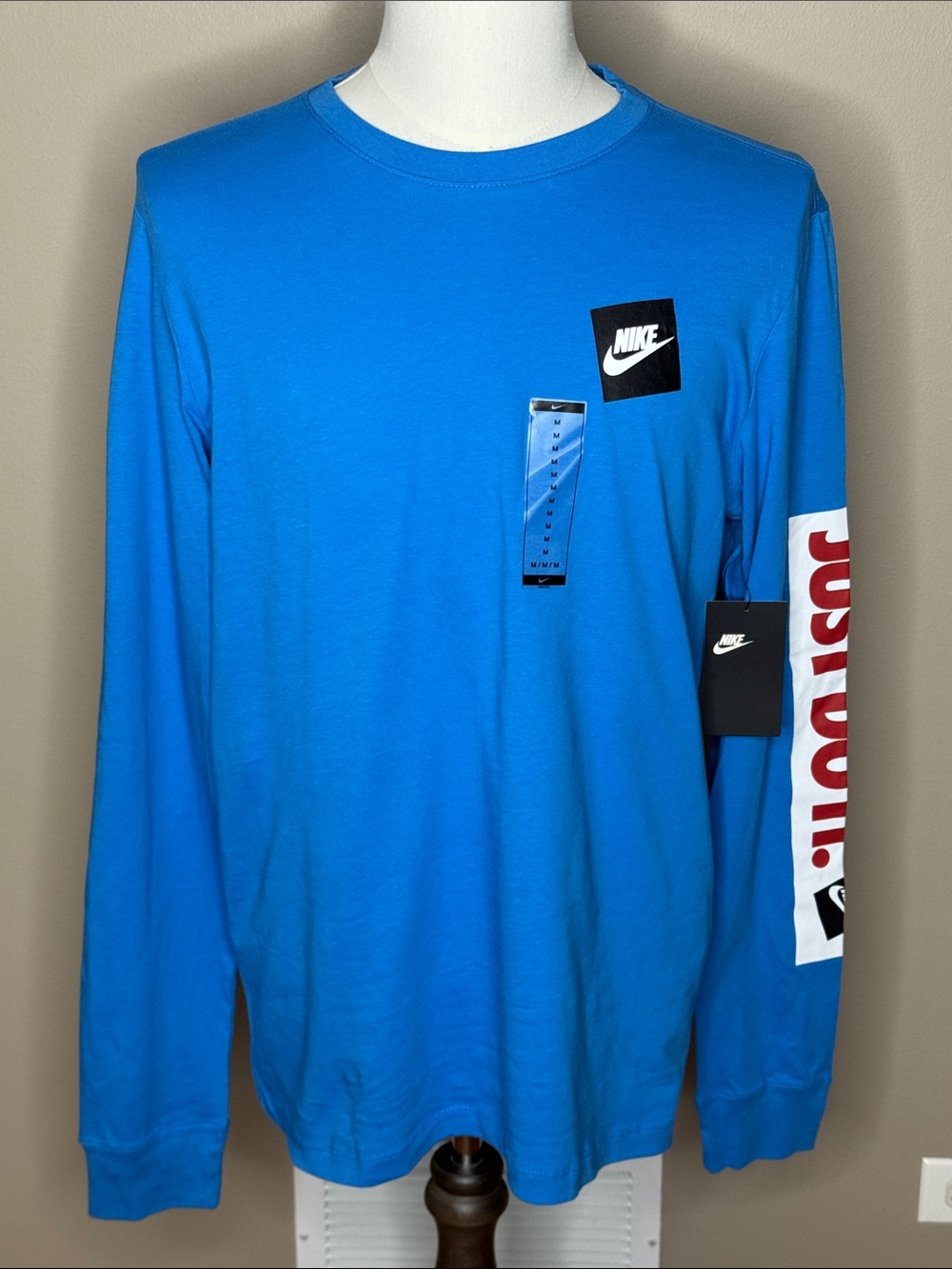 Nike The Nike Tee mens blue long sleeve t-shirt size M 100% cotton.